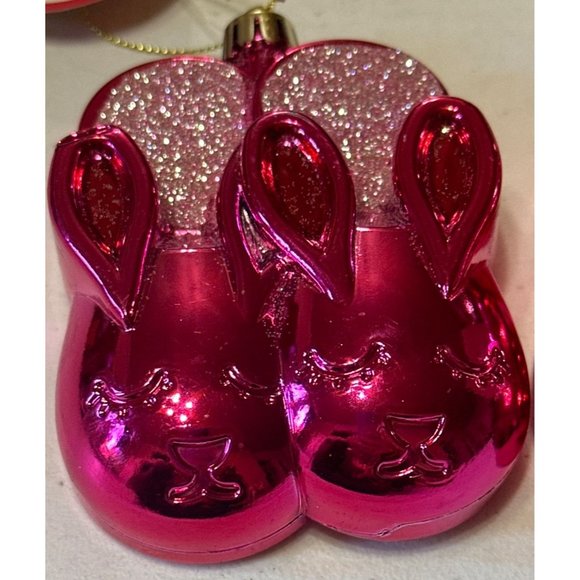 Set of 3 Packed Party Shiny Pink Bunny Slipper Christmas Ornaments (NWT-READ) - Picture 7 of 10